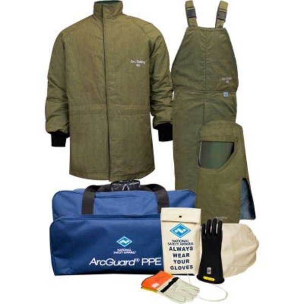 National Safety Apparel ArcGuard® KIT4SCLT402X09 40 cal RevoLite Arc Flash Kit W/Short Coat & Bib Overall, 2XL, Sz 09 KIT4SCLT402X09